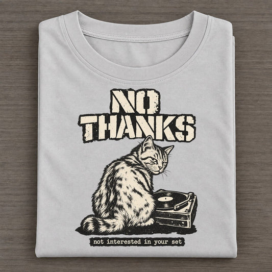 No Thanks Alley Cat Records Classic T-shirt – Grey