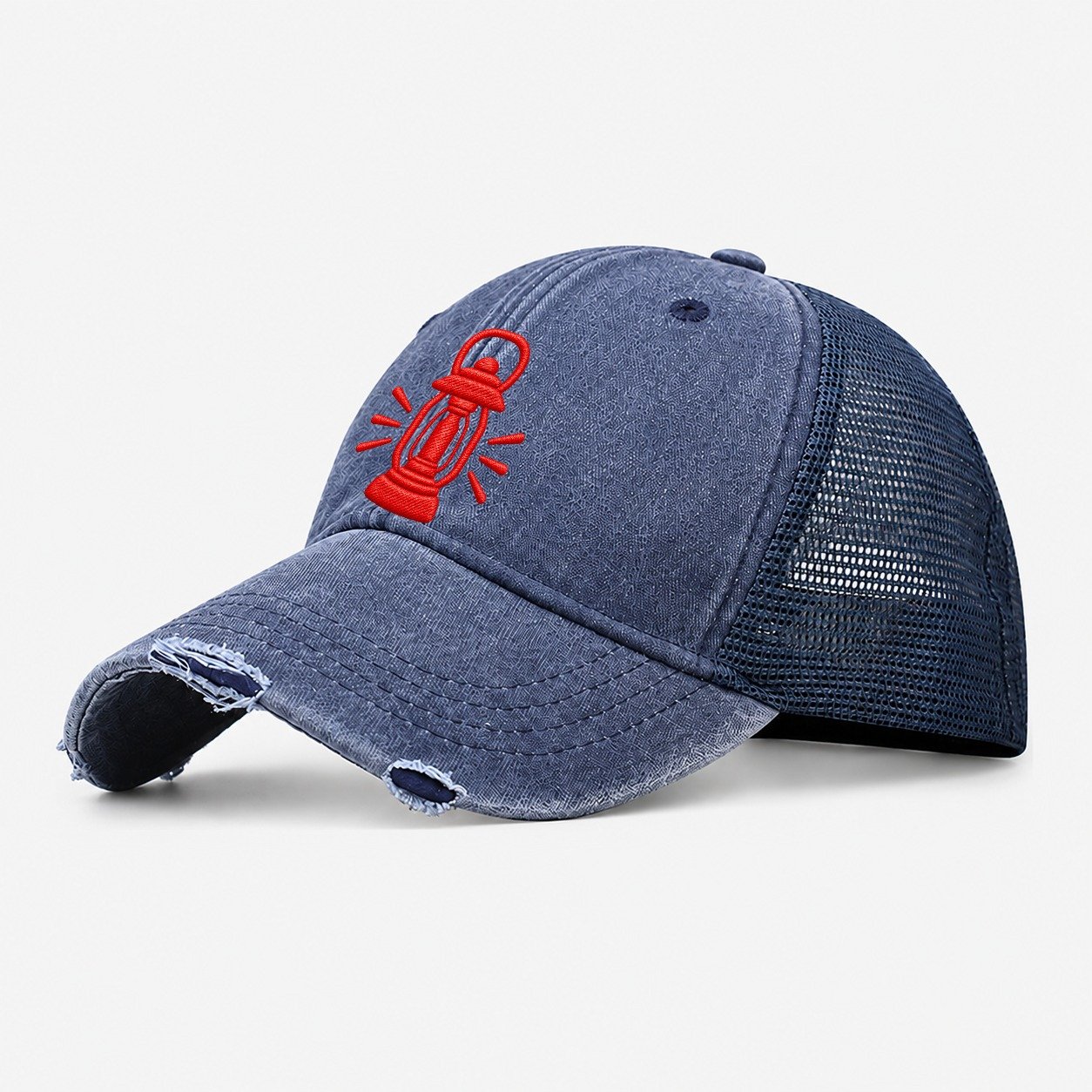 Lantern Guiding Rays Micro Motion Mark Washed Trucker Hat – Navy