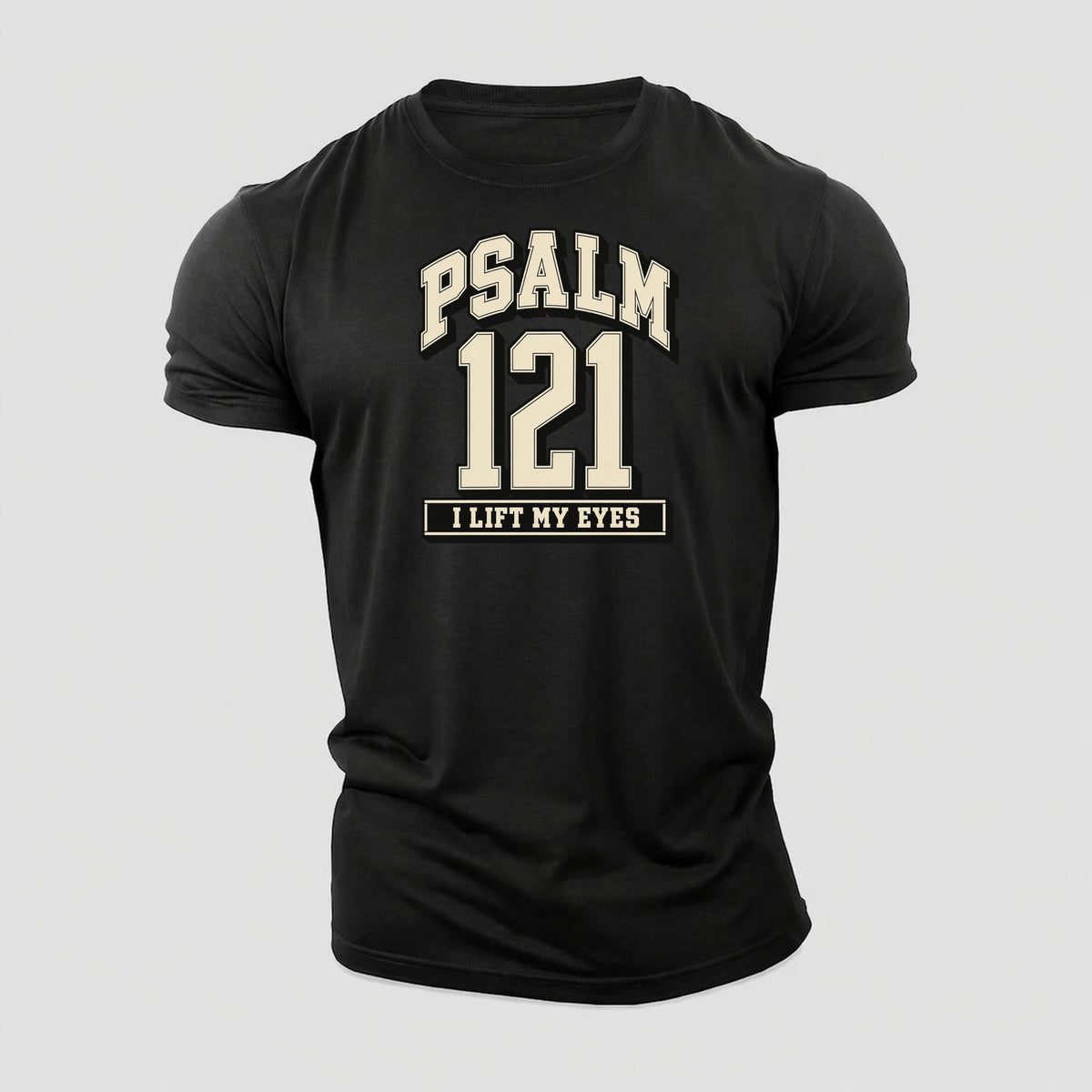 Psalm 121 Varsity Chapel Varsity Cotton T-Shirt – Black
