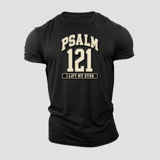 Psalm 121 Varsity Chapel Varsity Cotton T-Shirt – Black