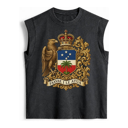 South Africa Springbok Emblem Springbok With Protea Green Go Vintage Washed Tank – Black
