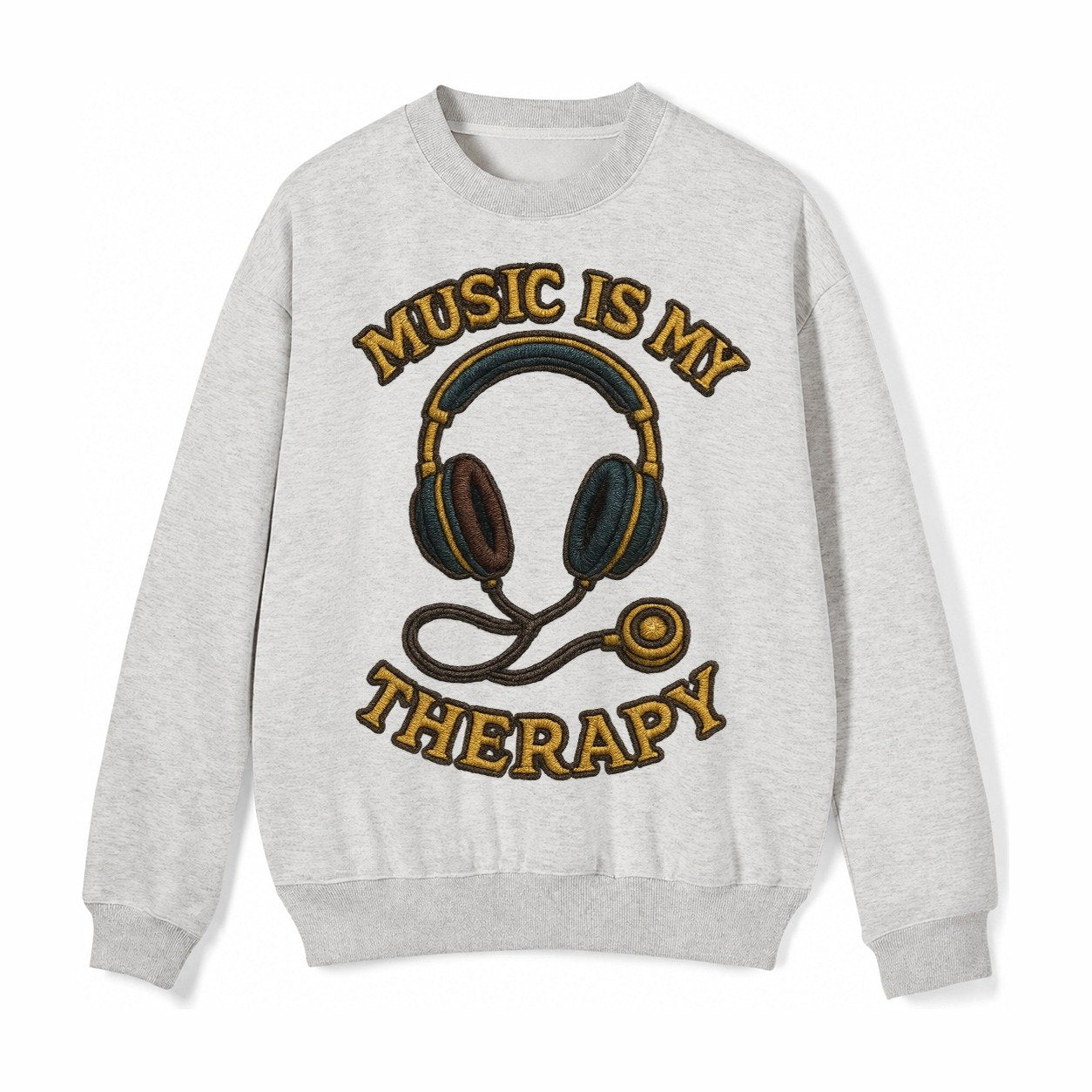 Music Is My Therapy Fleece Sweatshirt – Light Gray