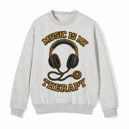 Music Is My Therapy Fleece Sweatshirt – Light Gray