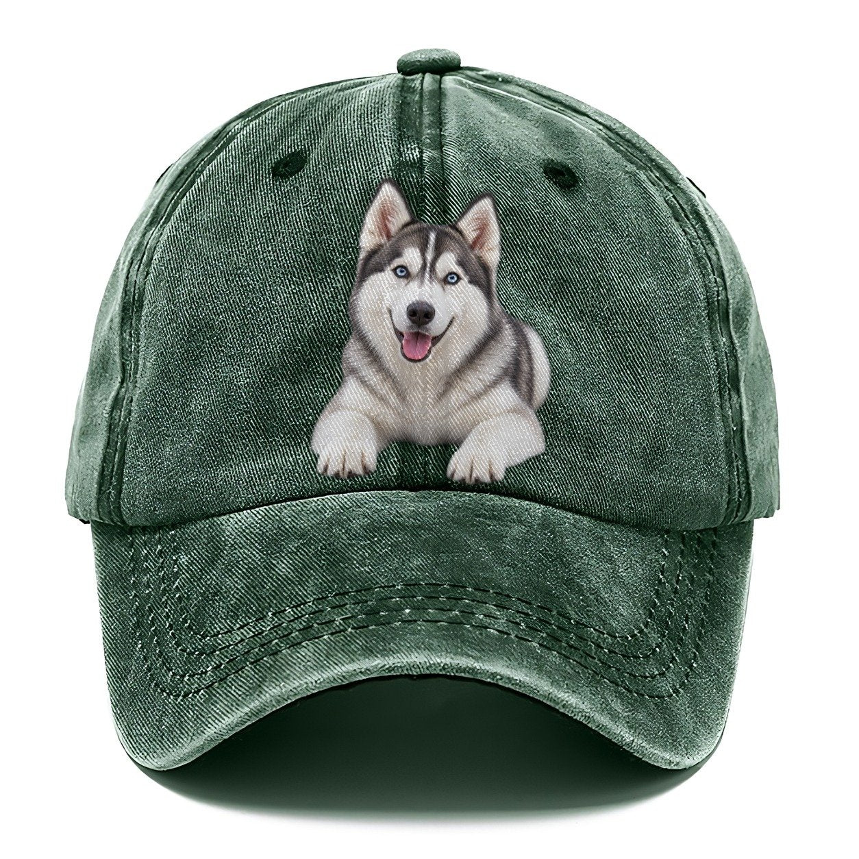 Siberian Husky Lying Down Top Breeds Classic Cap – Forest Mist