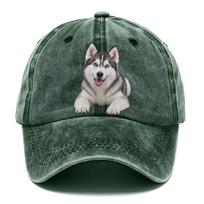 Siberian Husky Lying Down Top Breeds Classic Cap – Forest Mist