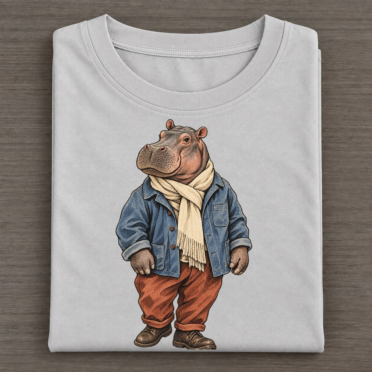 Hippopotamus Wardrobe Portrait Wild Wardrobe Portraits Classic T-shirt – Grey
