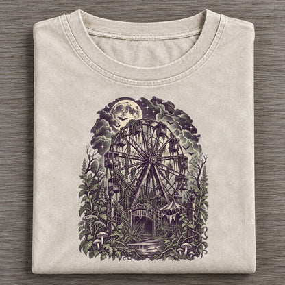 Abandoned Ferris Wheel Midnight Haunt Vintage T-shirt – Off White