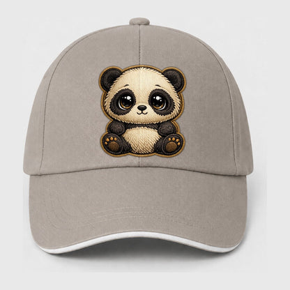 Baby Giant Panda Cub Contrast Trim Cap – Beige Grey