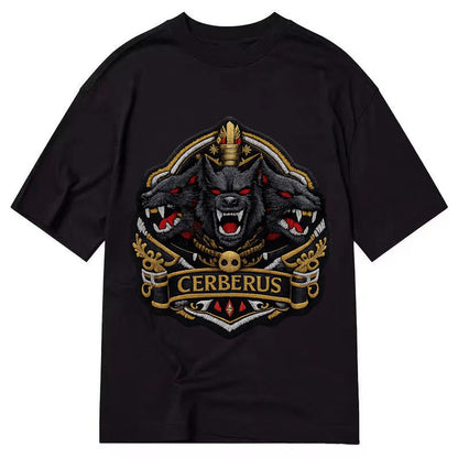 Embroidered Patch Design Cerberus Three Heads Triple Hound I Classic T-shirt – Black