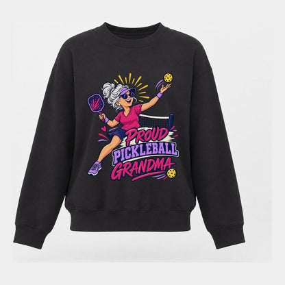Proud Pickleball Grandma Pickleball Life Women's Crewneck Sweatshirt – Black
