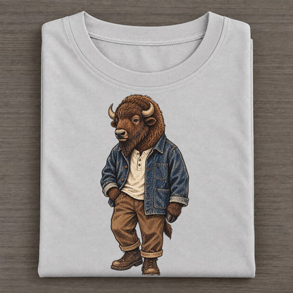 American Bison Wardrobe Portrait Wild Wardrobe Portraits Classic T-shirt – Grey