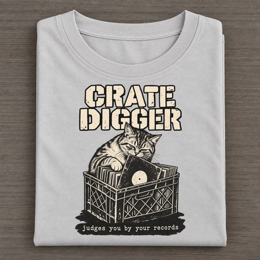 Crate Digger Alley Cat Records Classic T-shirt – Grey