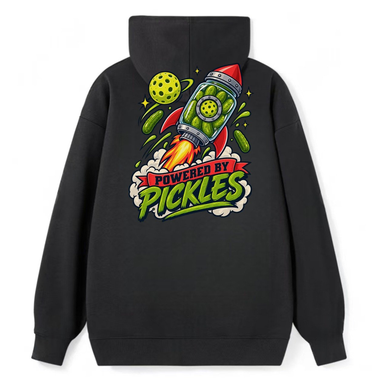Powered By Pickles Pickleball Life Classic Pullover Hoodie – Black
