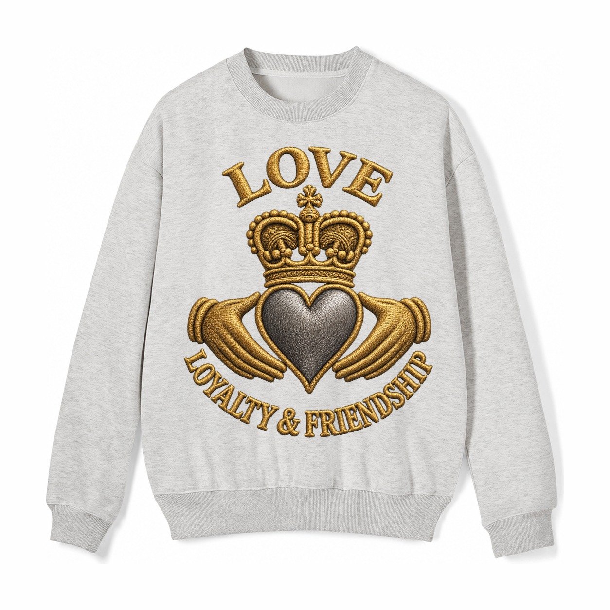 Claddagh Symbol Fleece Sweatshirt – Light Gray