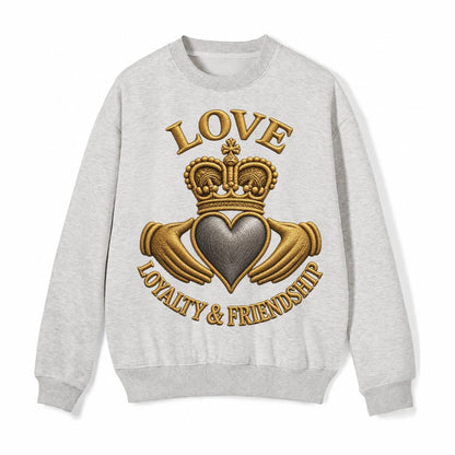 Claddagh Symbol Fleece Sweatshirt – Light Gray