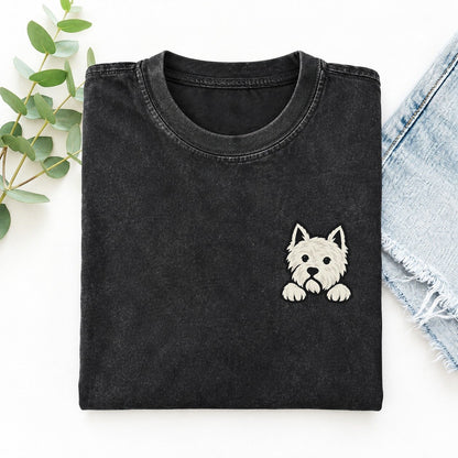 West Highland Terrier Left Chest Vintage T-shirt – Black