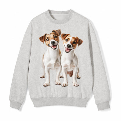 Two Jack Russels Fleece Sweatshirt – Light Gray
