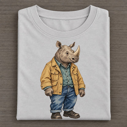 Rhinoceros Wardrobe Portrait Wild Wardrobe Portraits Classic T-shirt – Grey
