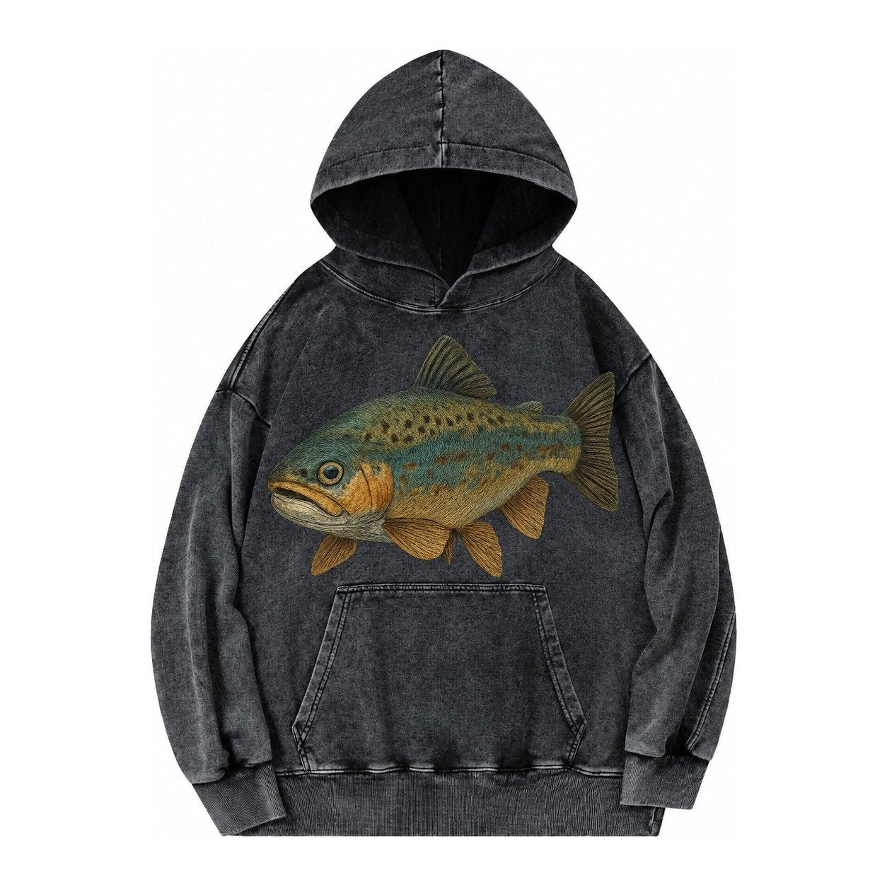 Trout Tales Headwear Vintage Washed Hoodie – Black