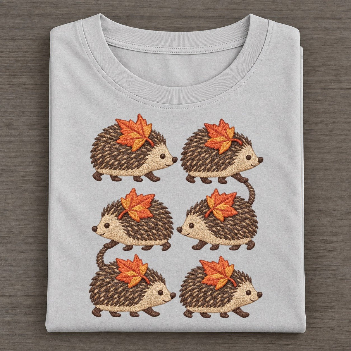 Hedgehogs With Leaves Single File Classic T-shirt – Grey