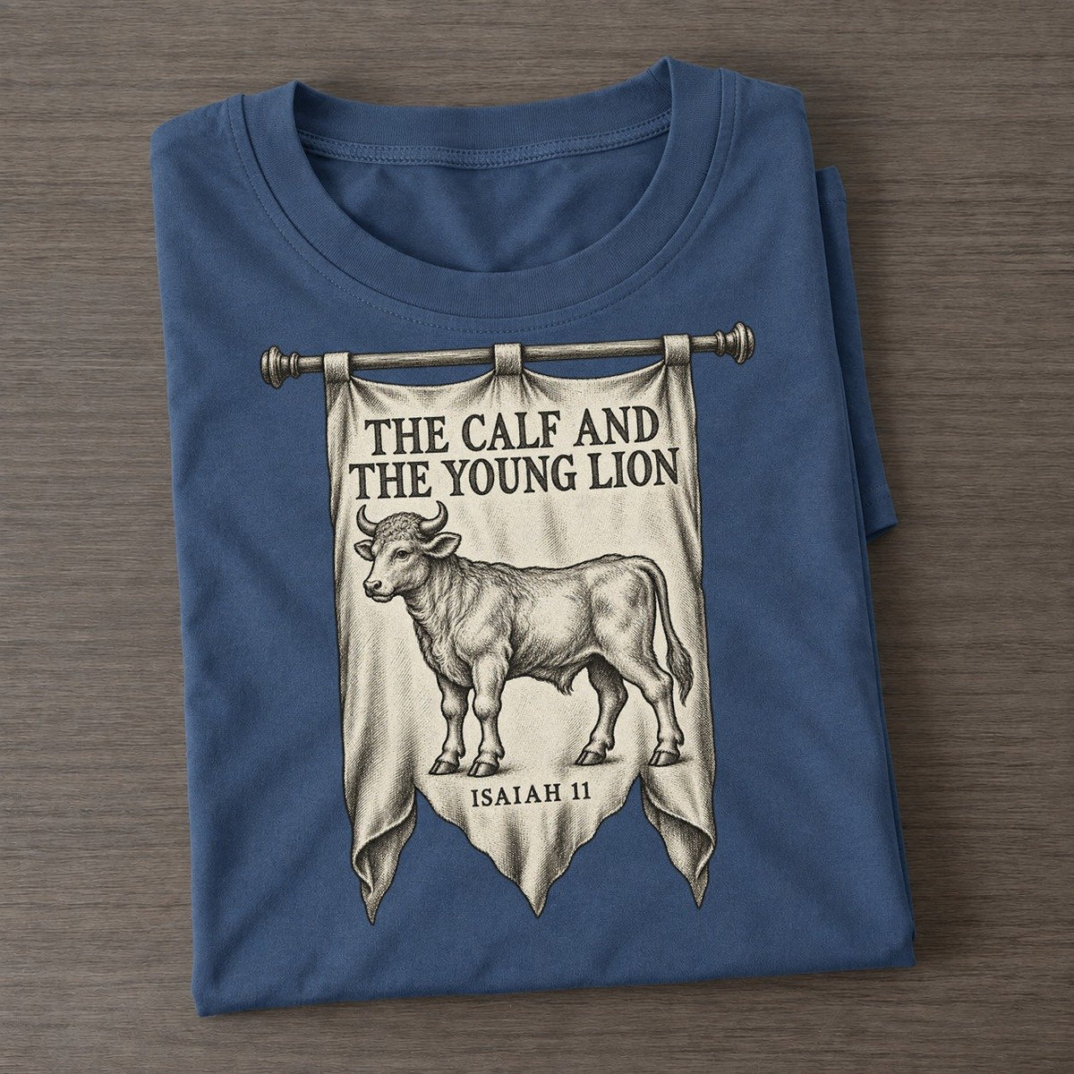 The Calf And The Young Lion Beast And Banner Classic T-shirt – Twilight Navy