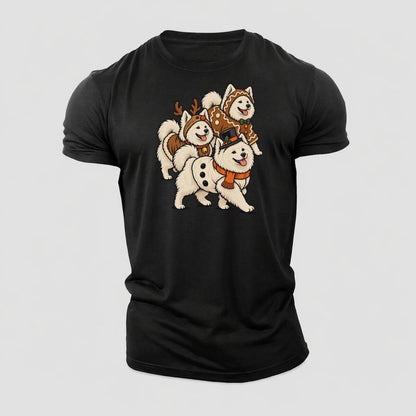 3 Samoyeds In Halloween Costumes Hdp 36 Parade Lineup Halloween Dog Parade Cotton T-Shirt – Black