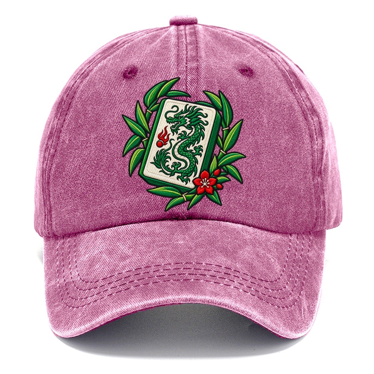 Green Dragon Mahjong Game Night Classic Cap – Dusty Rose