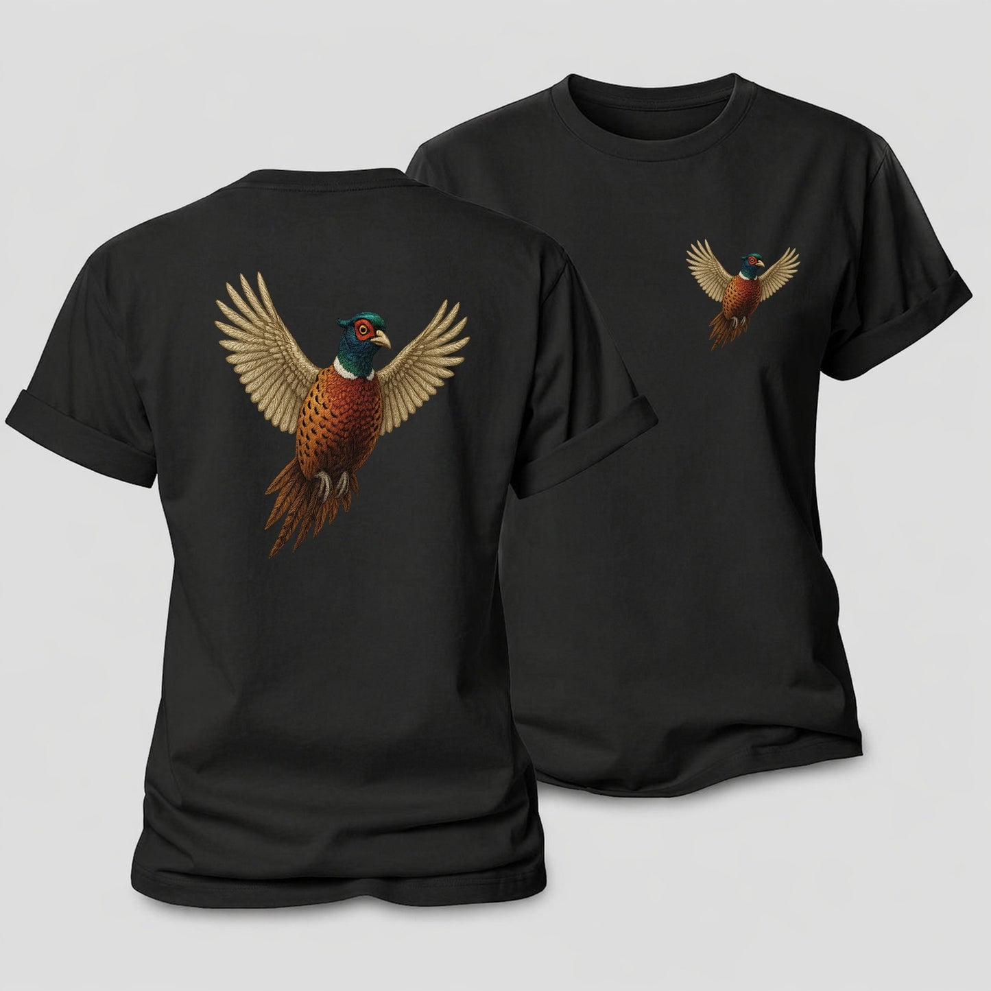 Pheasants Flight Collection Women's Cotton T-Shirt – Black