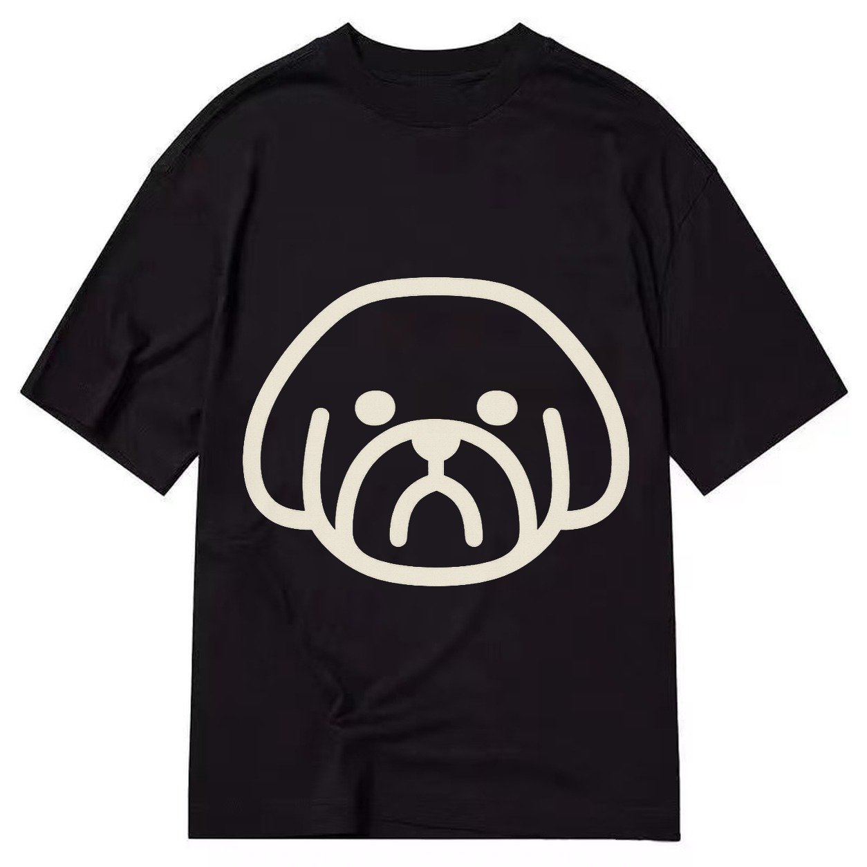 Shih Tzu Minimalist Fluffy Design With Strong Black Border Classic T-shirt – Black