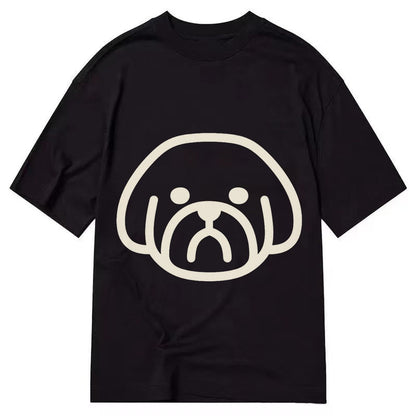Shih Tzu Minimalist Fluffy Design With Strong Black Border Classic T-shirt – Black