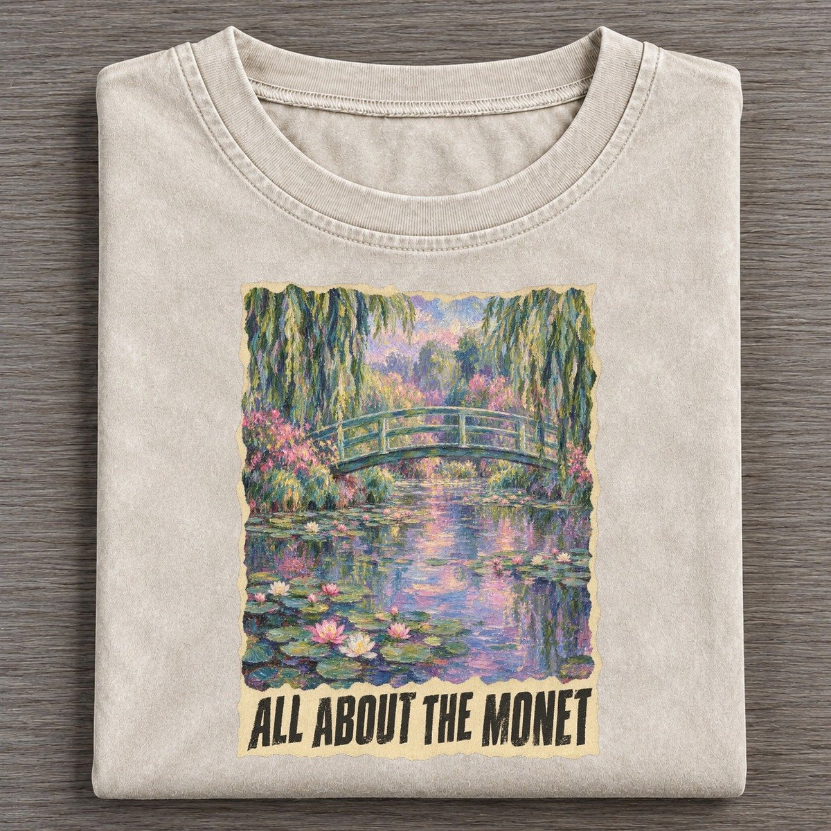 All About The Monet Lily Pond Art Pun Vintage T-shirt – Off White