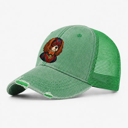 Cavalier King Charles Friendly Hero Sitting Sweet On Four Pa Washed Trucker Hat – Ink Green