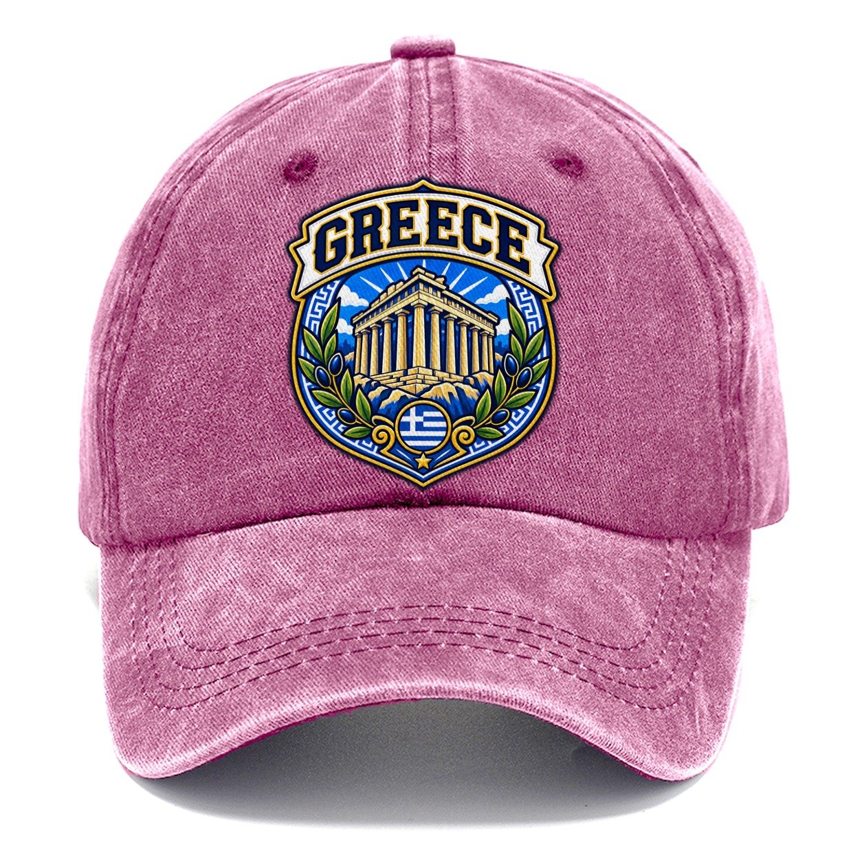 Greece Retro Badge Country Logos Classic Cap – Dusty Rose