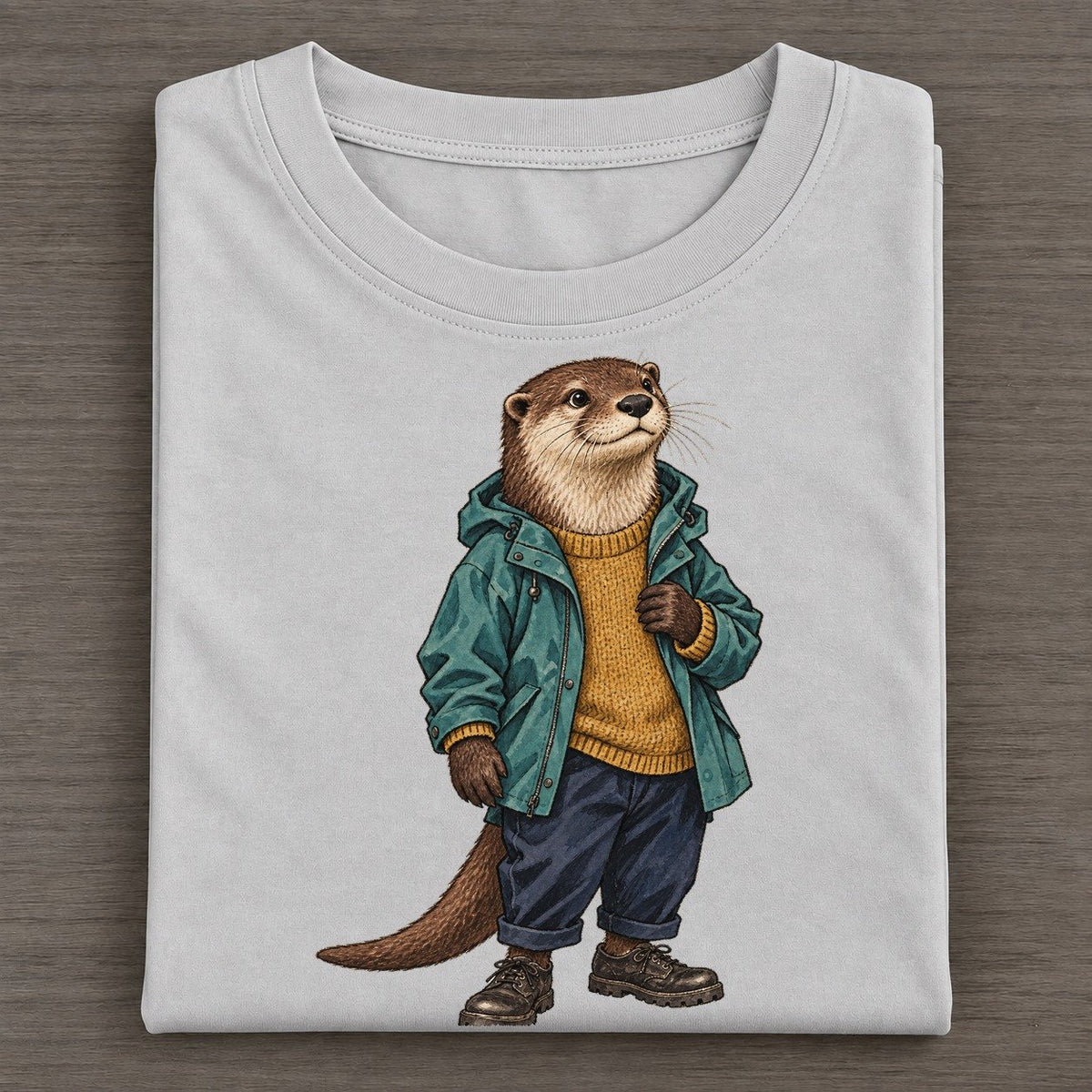 River Otter Wardrobe Portrait Wild Wardrobe Portraits Classic T-shirt – Grey