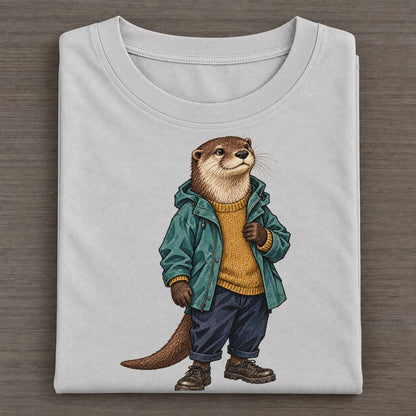 River Otter Wardrobe Portrait Wild Wardrobe Portraits Classic T-shirt – Grey