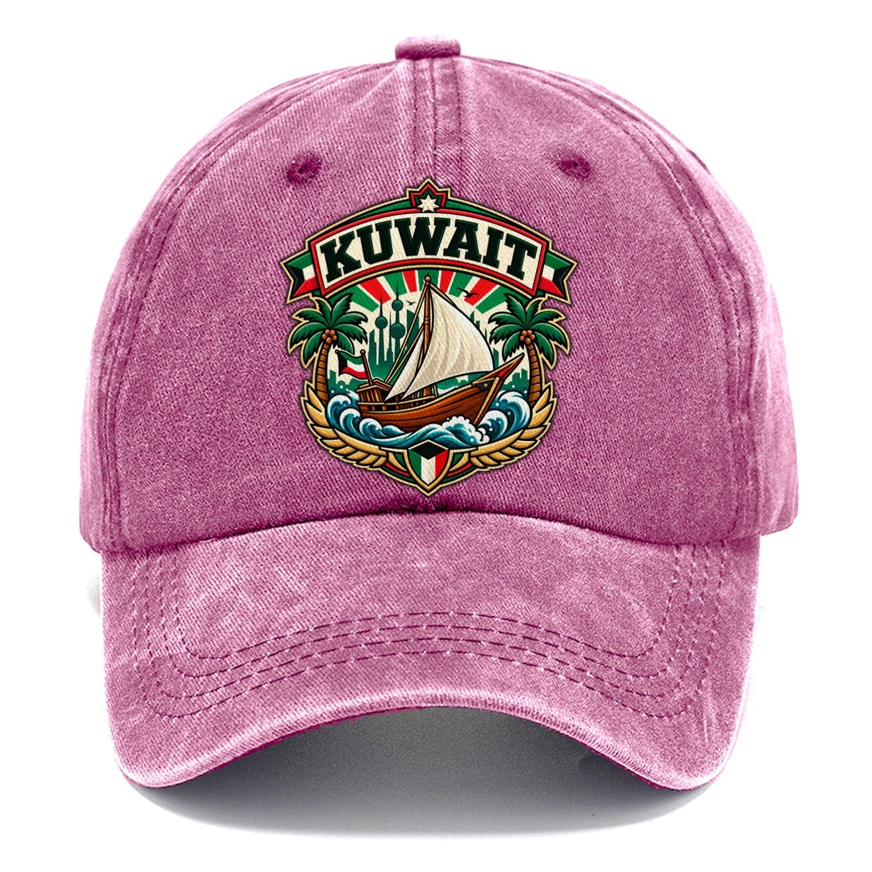 Kuwait Retro Badge Country Logos Classic Cap – Dusty Rose