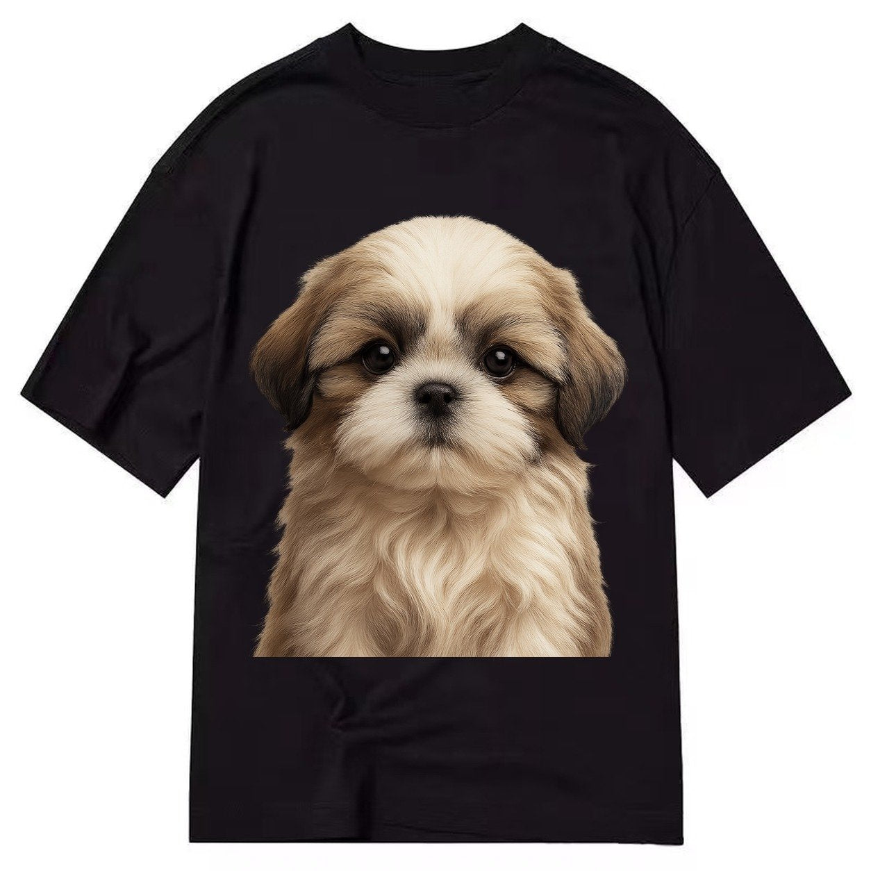Baby Shih Tzu Puppy Long Flowing Coat Flat Face Big Dark Eye Classic T-shirt – Black
