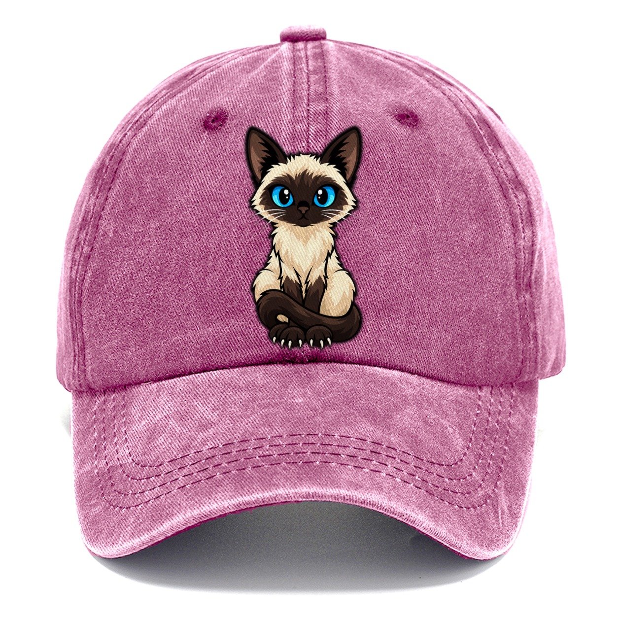 Siamese Sitting Tall Peeking Cats Classic Cap – Dusty Rose