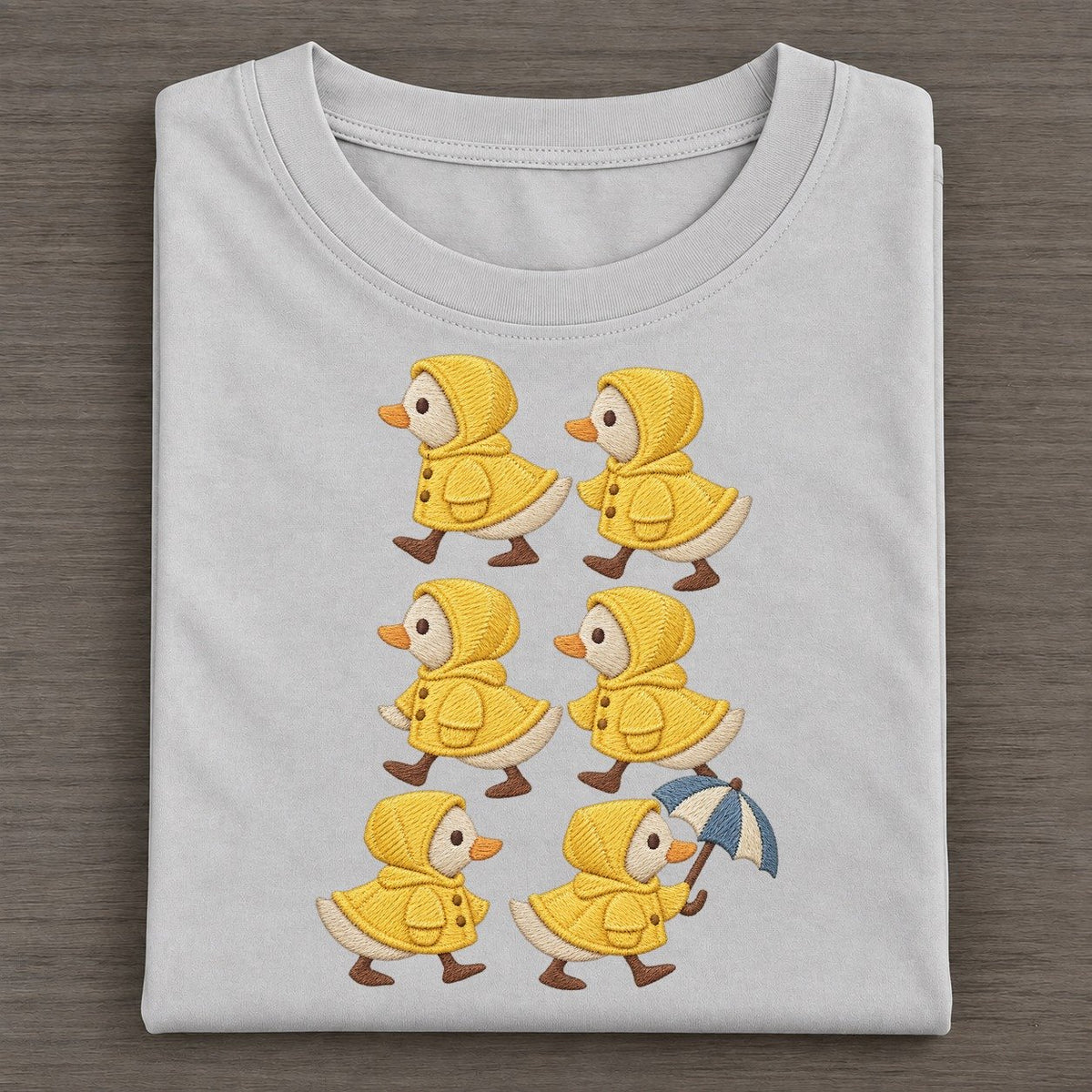 Ducks In Raincoats Single File Classic T-shirt – Grey