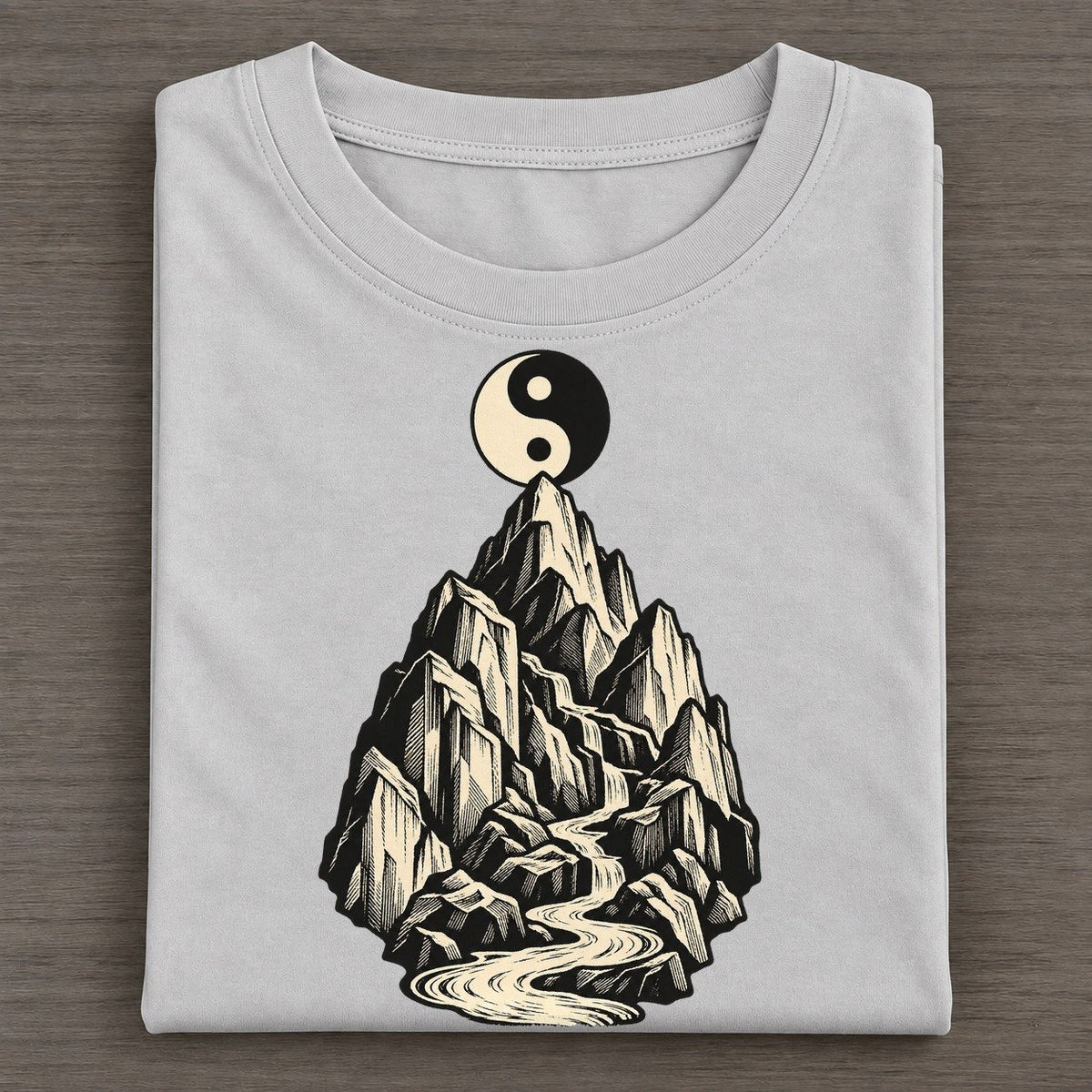 Daoist Mountain And Taijitu World Faiths Ink Figures Classic T-shirt – Grey