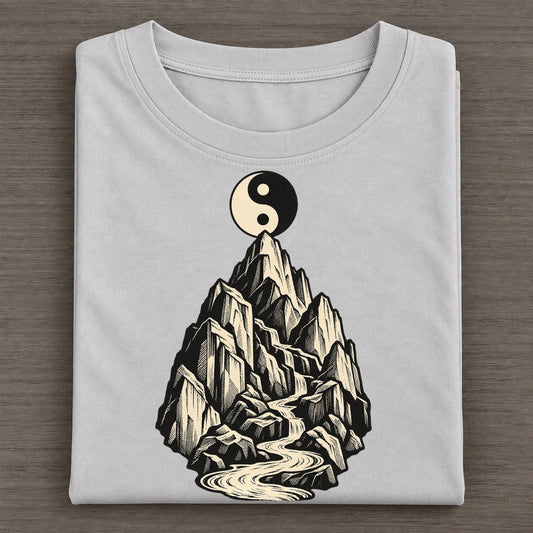 Daoist Mountain And Taijitu World Faiths Ink Figures Classic T-shirt – Grey