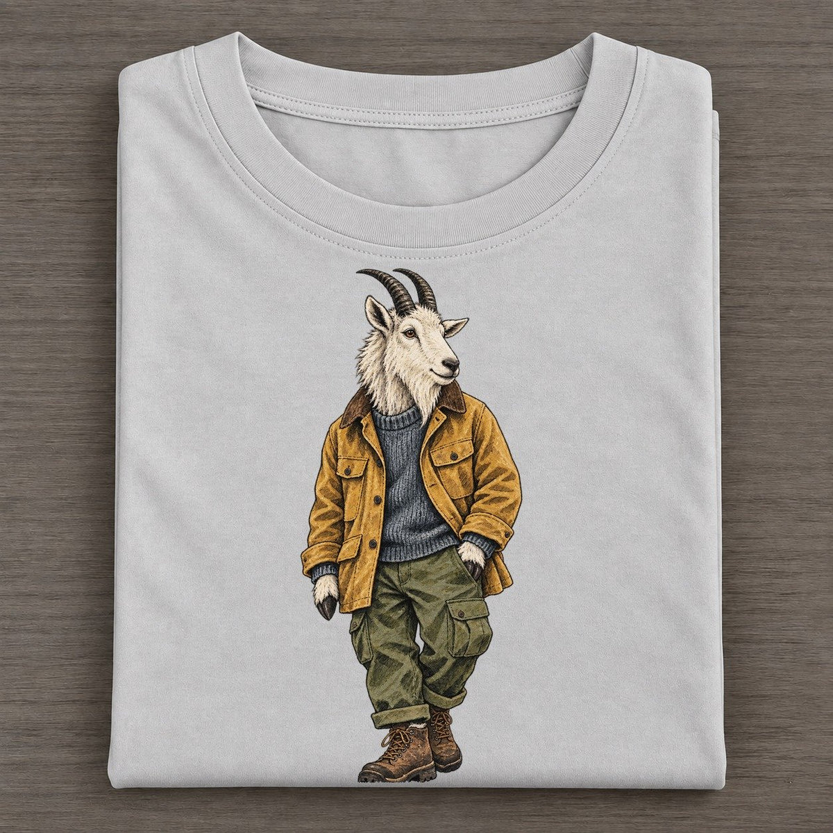 Mountain Goat Wardrobe Portrait Wild Wardrobe Portraits Classic T-shirt – Grey