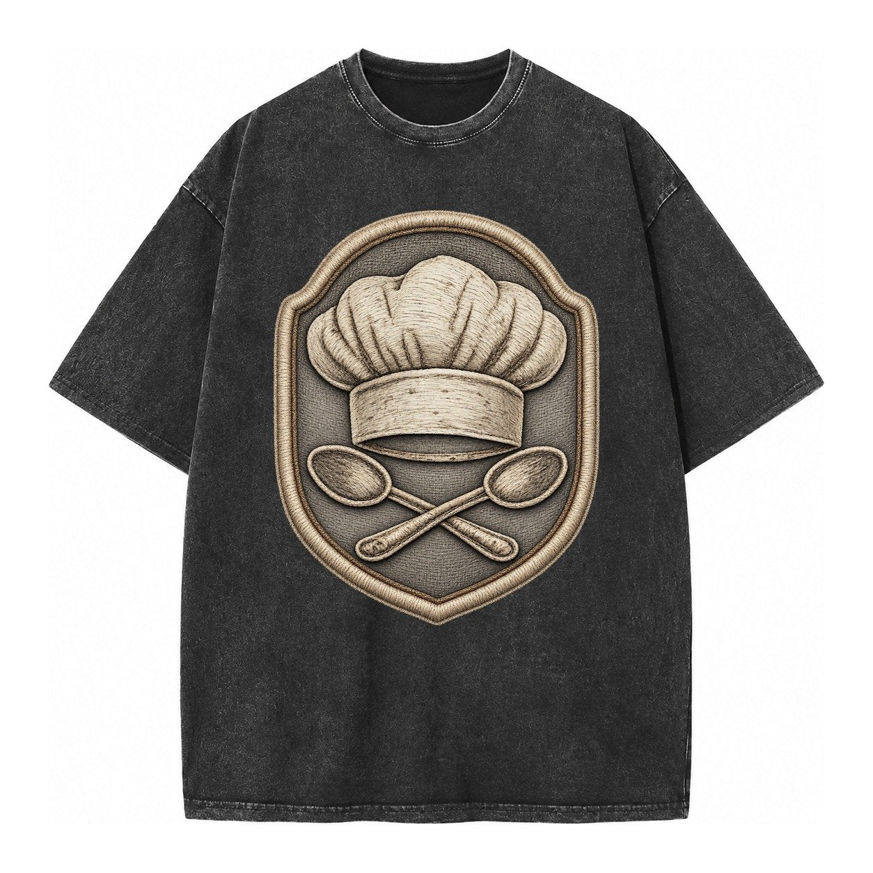 Cooking Chef Hat Toque Blanche With Crossed Spoons In Vintage T-shirt – Black