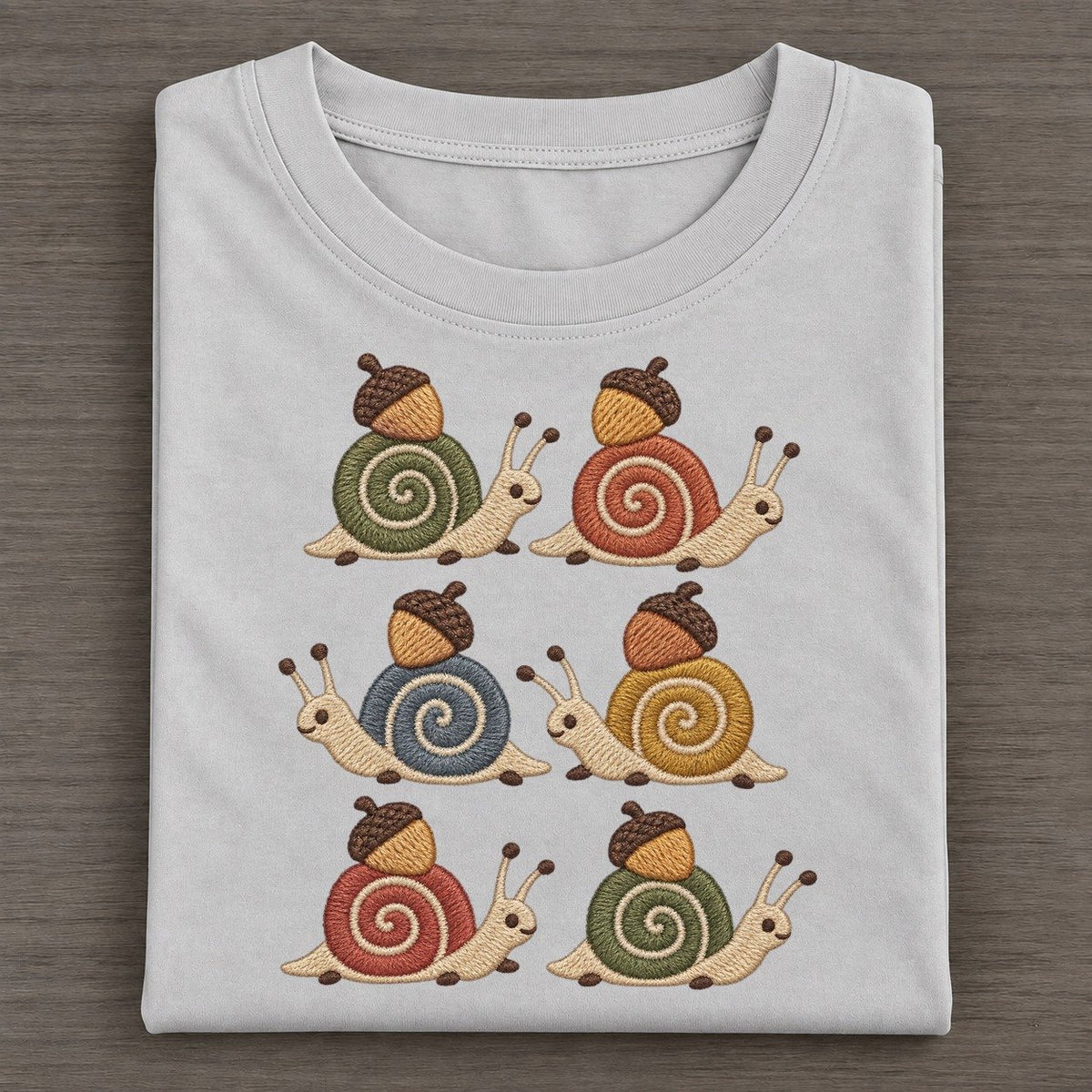 Snails With Acorns Single File Classic T-shirt – Grey