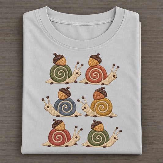 Snails With Acorns Single File Classic T-shirt – Grey