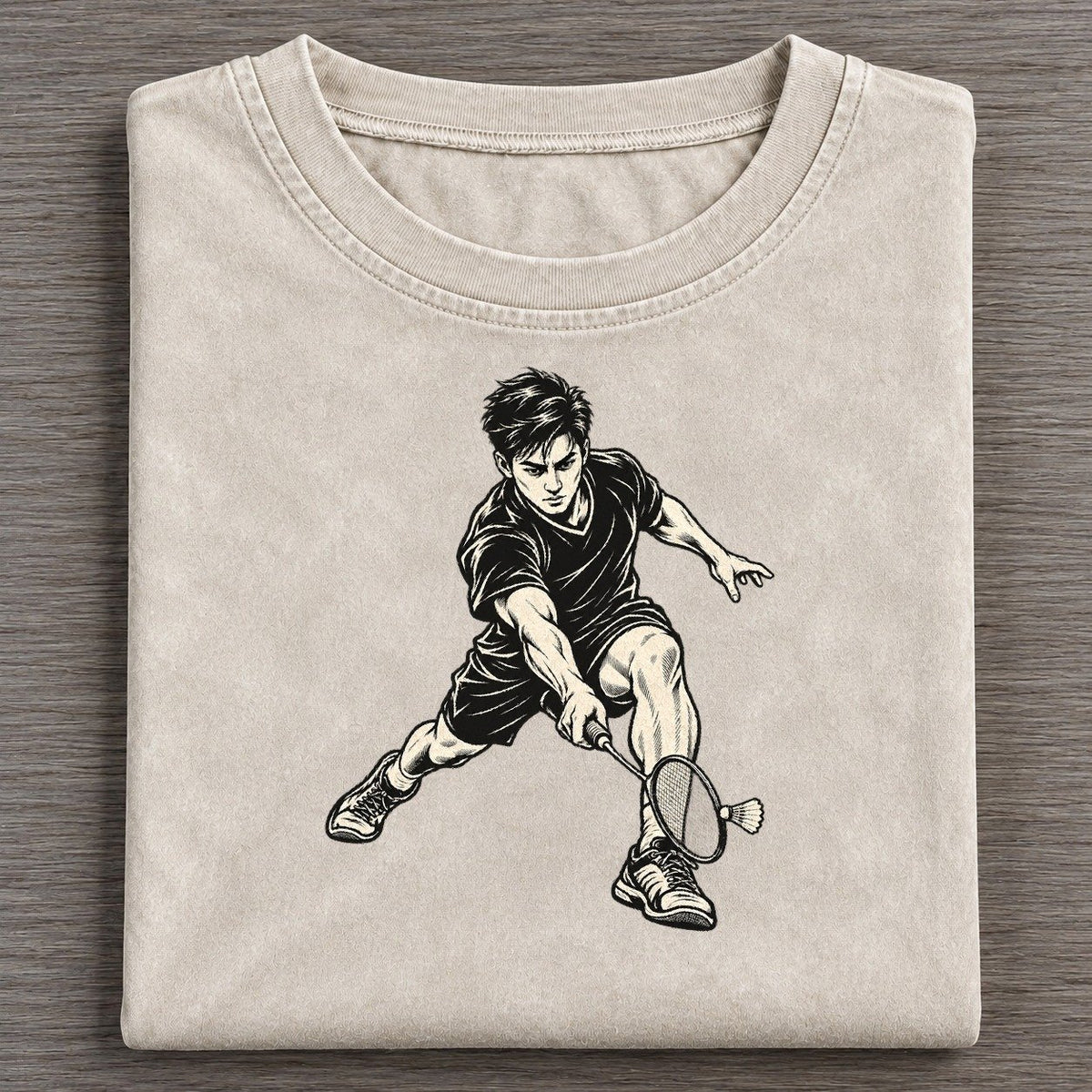 Badminton Deep Net Lunge Global Sports Ink Figures Vintage T-shirt – Off White