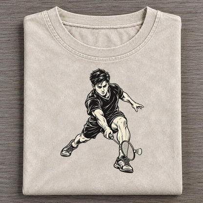 Badminton Deep Net Lunge Global Sports Ink Figures Vintage T-shirt – Off White