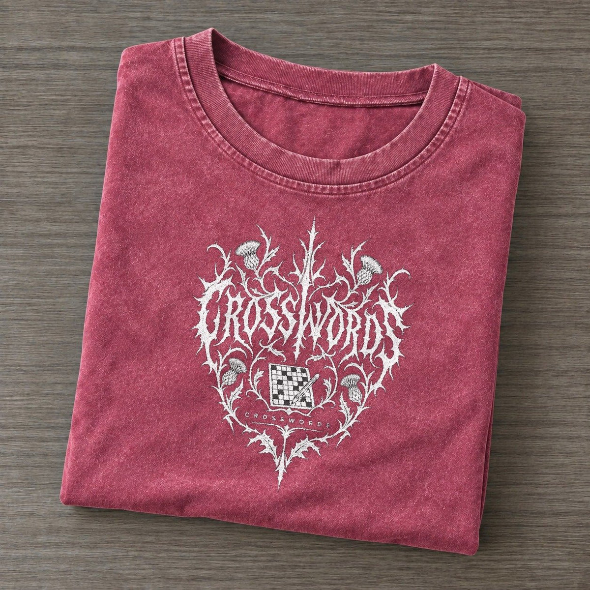 Crosswords Unreadable Feelings Vintage T-shirt – Raspberry
