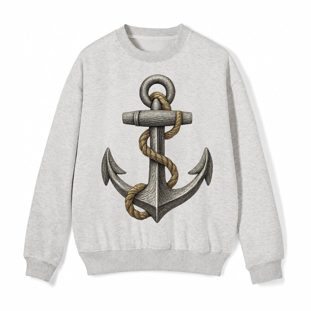 Anchor And Rope Fleece Sweatshirt – Light Gray