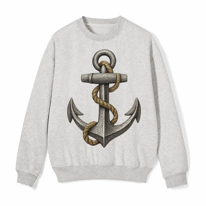 Anchor And Rope Fleece Sweatshirt – Light Gray